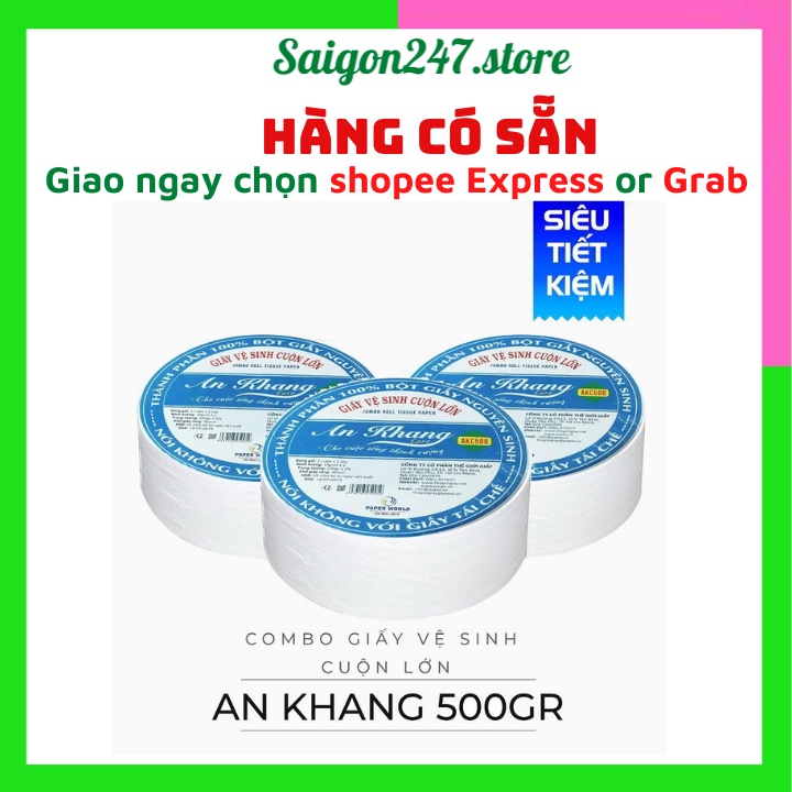 Giấy Vệ Vinh Cuộn Lớn 2 Lớp AN KHANG AKC500 Giấy Vệ Sinh 100% Bột Giấy Nguyên Sinh Saigon247store