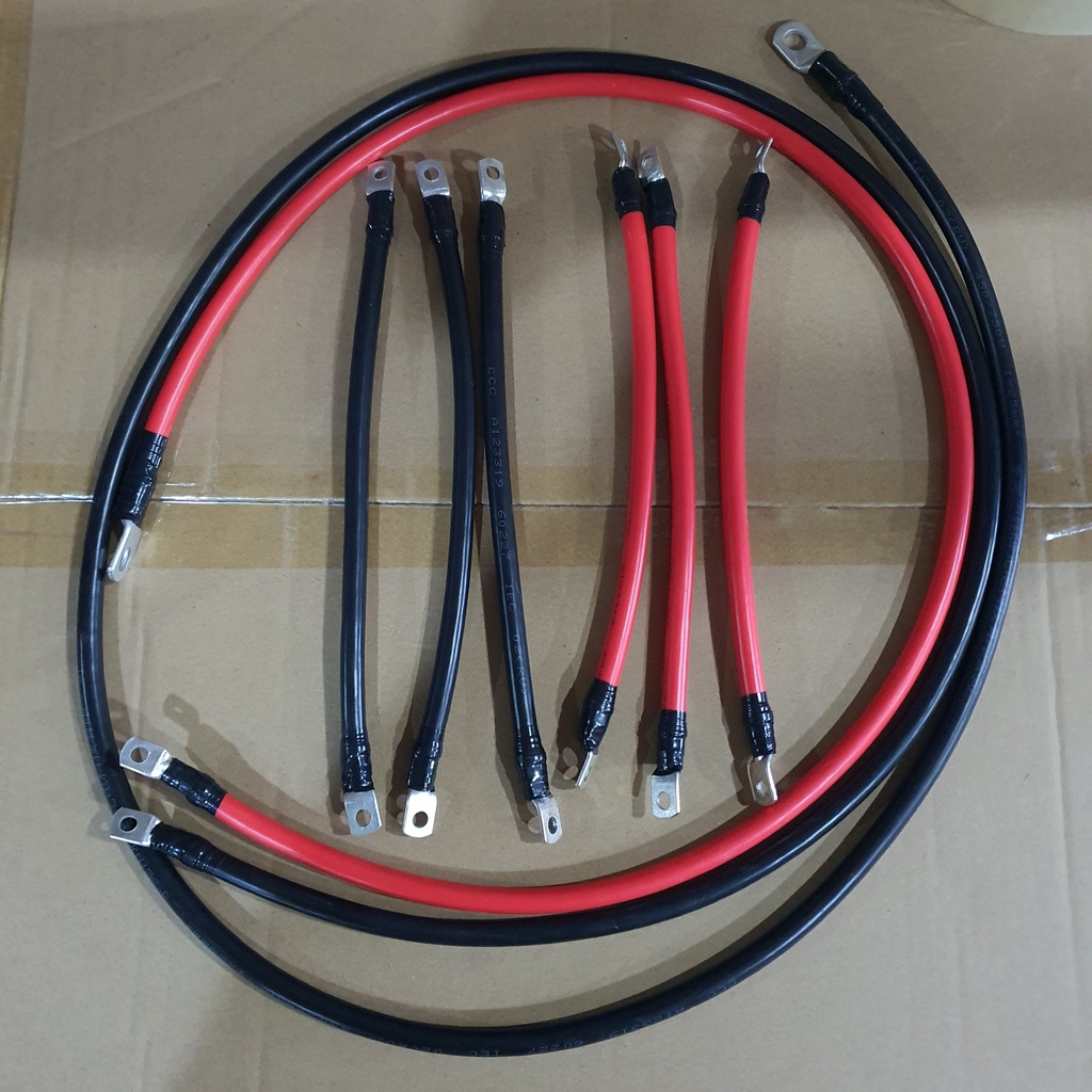 Dây nguồn acquy, pin lithium 35mm bấm cos sẵn 2 đầu bằng cos SC35-10, ruột đồng nhiều lõi mềm.