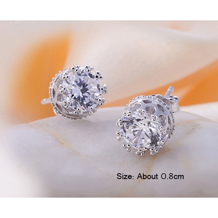 Hoa Tai Hình Vương Miện Đính Đá Lấp Lánh Phong Cách Retro