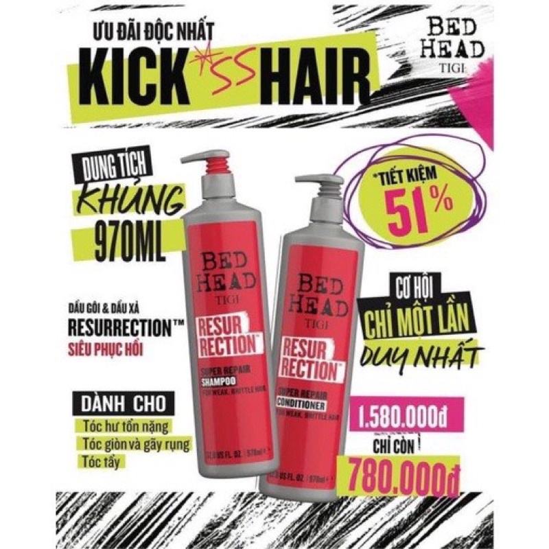 Bộ Dầu Gội Xả Tigi Đỏ - Xanh Mẫu Mới 970ml - Dầu Gội Xả Tái Sinh Và Siêu Phục Hồi Tigi 2021 Chính Hãng | BigBuy360 - bigbuy360.vn