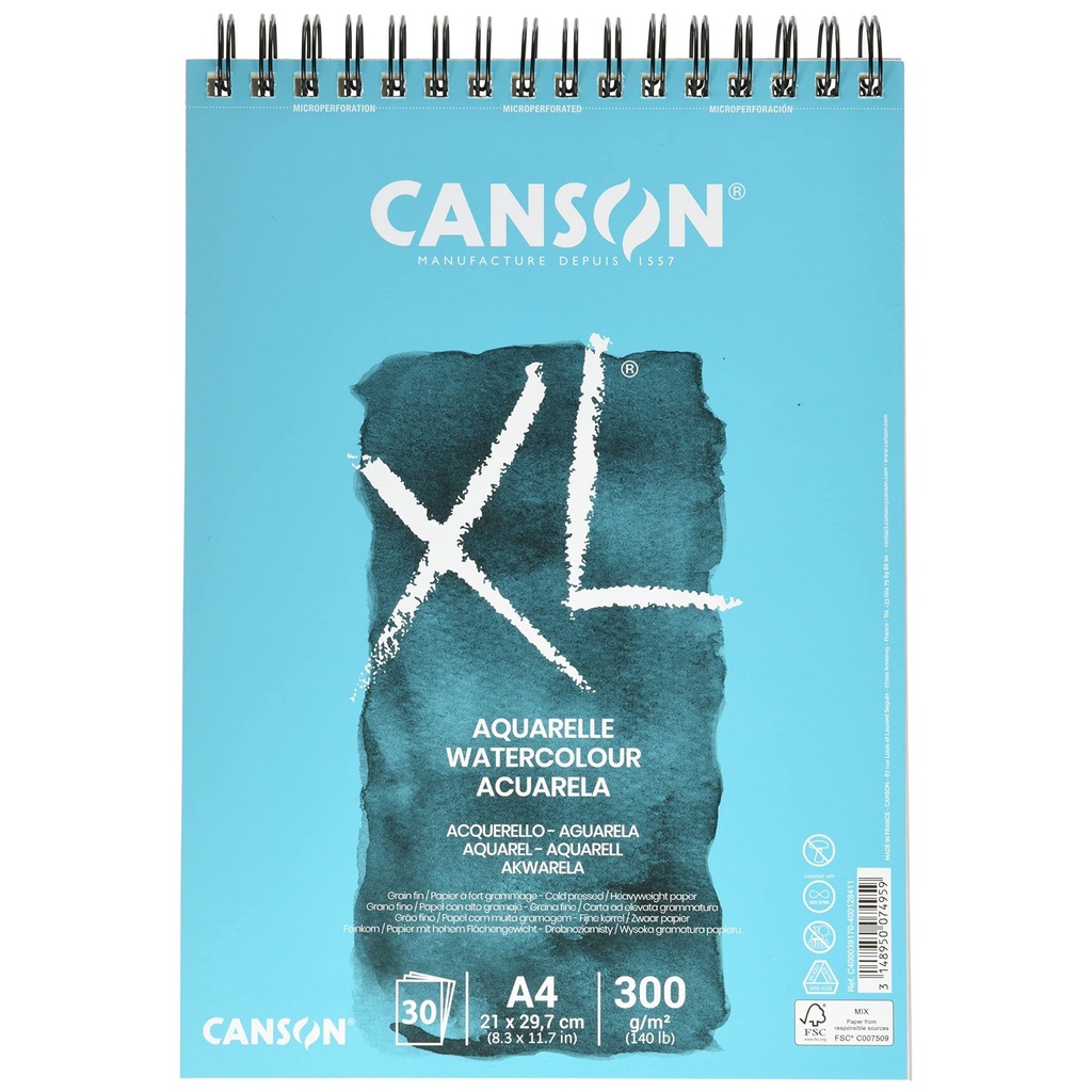 Giấy vẽ nước Canson - XL AQUARELLE Water color Pad - A4 300 gsm, 30 sheets