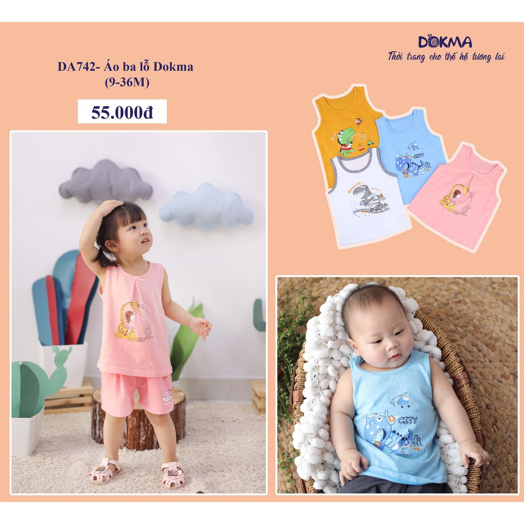 (6-36m) Áo ba lỗ / sát nách vải cotton cho bé yêu - DOKMA