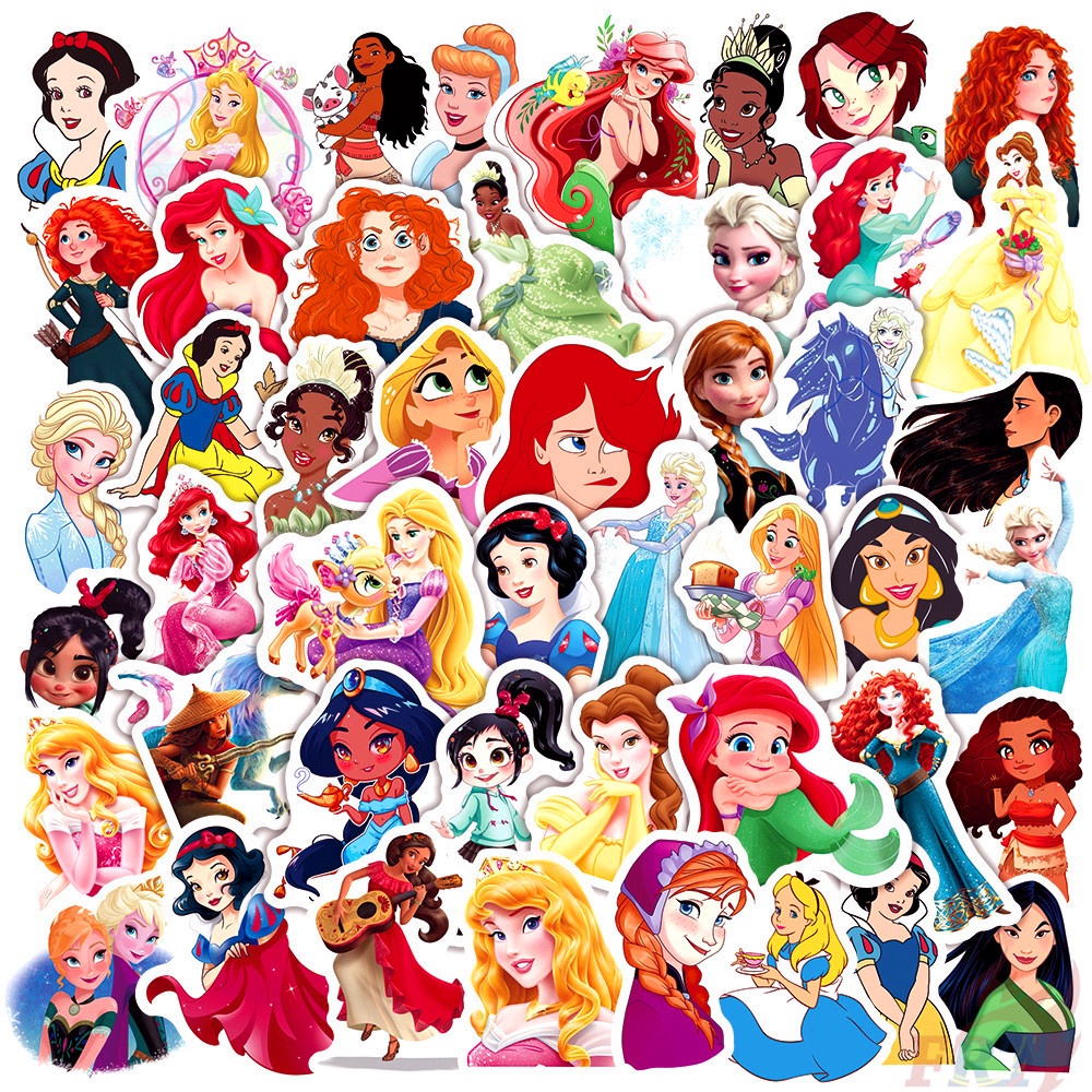 ❉ Hình Dán Công Chúa Disney Series 01 ❉ Bộ 50 Sticker Dán Ván Trượt Thời Trang