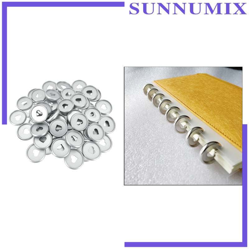 [SUNNIMIX]50Pcs Binder Ring Inner Pages Binding Buckles Paper Binders Discs