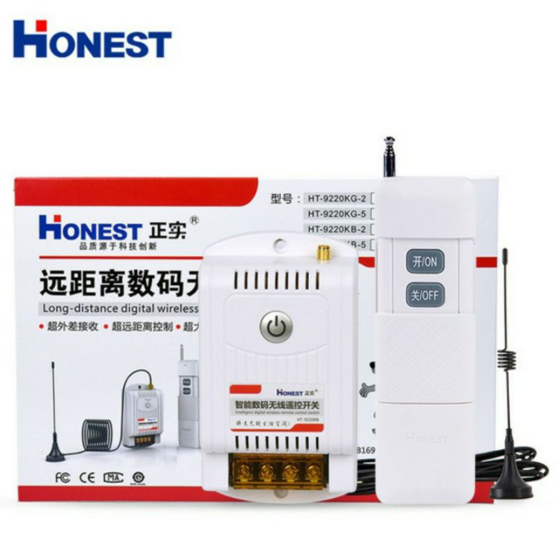[CÓ HỌC LỆNH]Bộ công tắc điều khiển từ xa 5Km Honest công suất lớn 40A/220V 9220KG-5- CHÍNH HÃNG HON