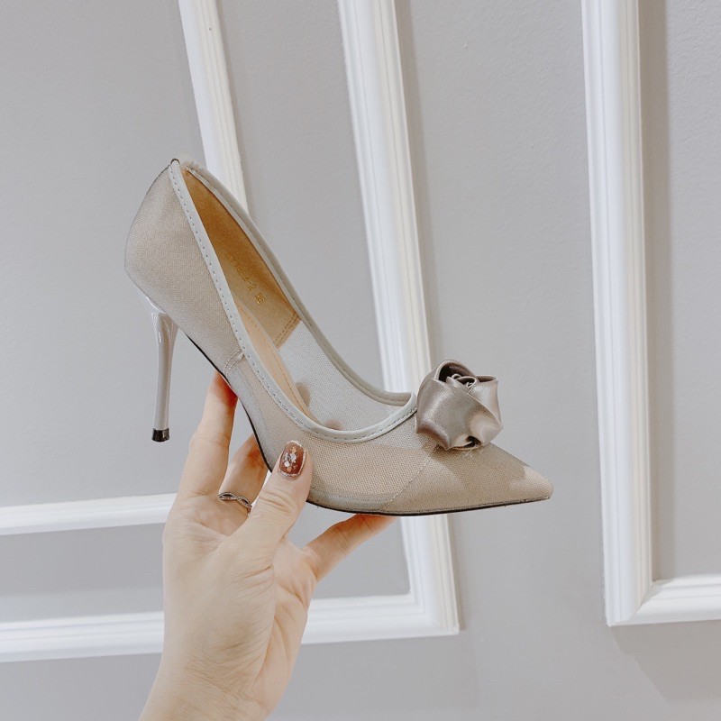 HÀNG QUẢNG CHÂU FULL BOX SẴN HÀNG Giày lưới hoa Hồng 9cm