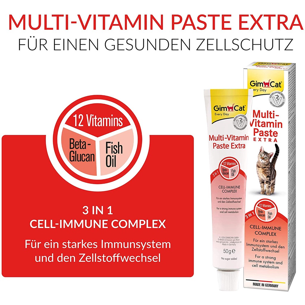 Gel Gimcat Multi-Vitamin Paste Extra giúp mèo phát triển toàn diện (200gr)