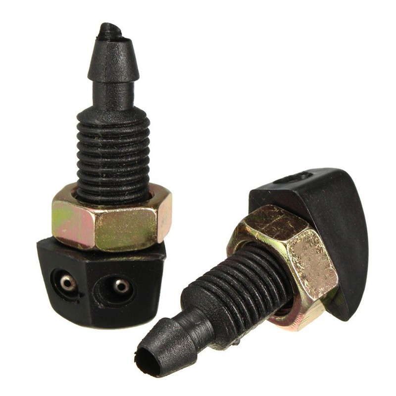 Set 2 vòi phun nước rửa kính chắn gió xe hơi bằng nhựa màu đen