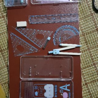 Bộ thước kẻ, compa, eke, đo độ (thước bộ học sinh)