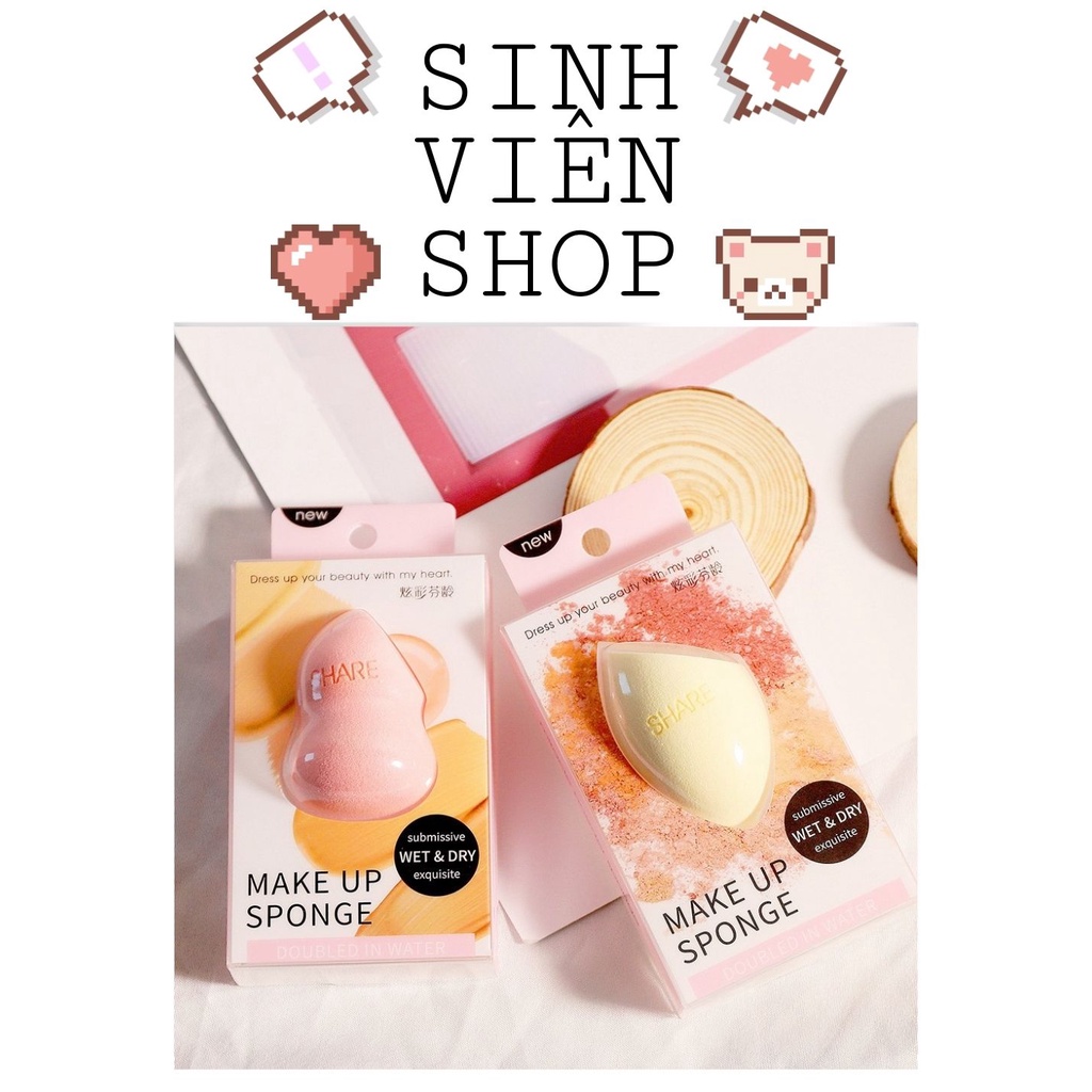 [1 cái] Mút trang điểm cao cấp Share Makeup Sponge đánh nền, che khuyết điểm