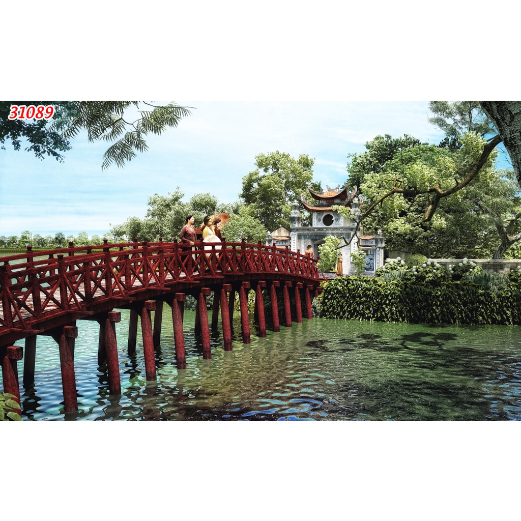 Tranh dán tường góc Phố phong cách Hà Nội cổ điển 3D nhiều mẫu