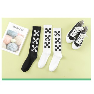 Tất vớ phong cách off white cao cổ-HÀNG XUẤT HÀN