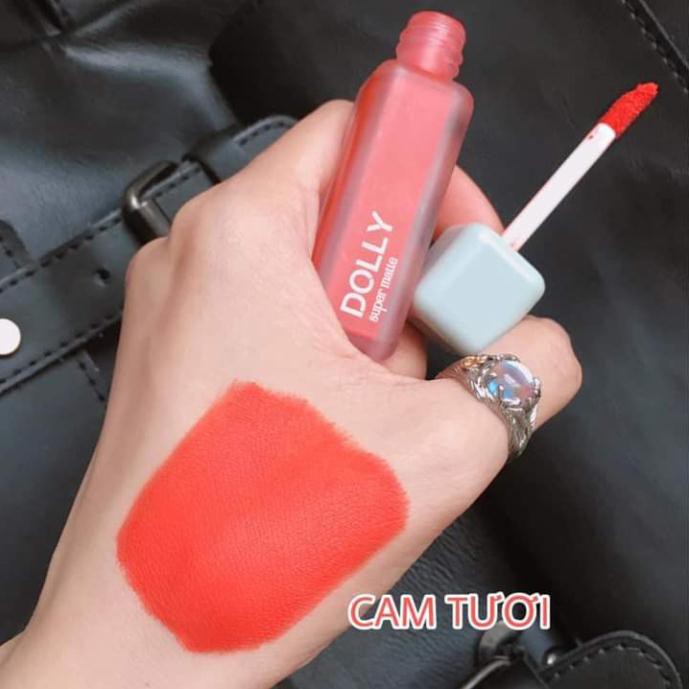 [05 Cam Tươi] Son Kem Lì Dolly Super Matte Không Chì Màu Cam Tươi Tách Sét | BigBuy360 - bigbuy360.vn