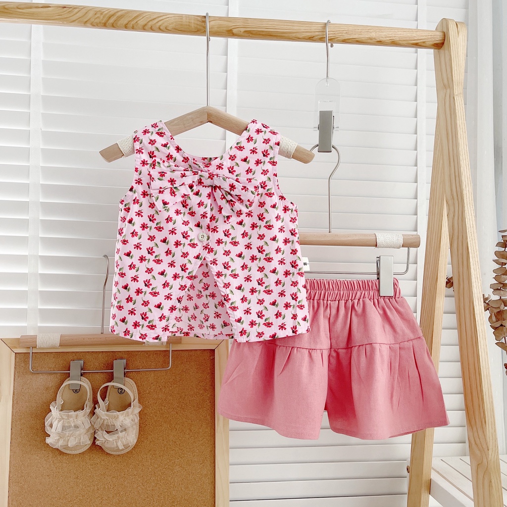 Bộ hè sát nách nơ lưng cho bé giá 8-19kg (1-5 tuổi)