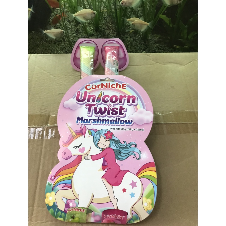 Kẹo Xốp Xoắn Unicorn Twist Marshmallows Chân Dài (Vỉ 60g)
