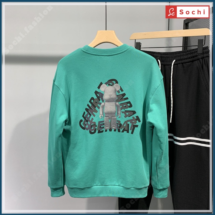 Áo nỉ dài tay nam, áo sweater giữ nhiệt rẻ đẹp, thời trang in GENRAT mã S.W801