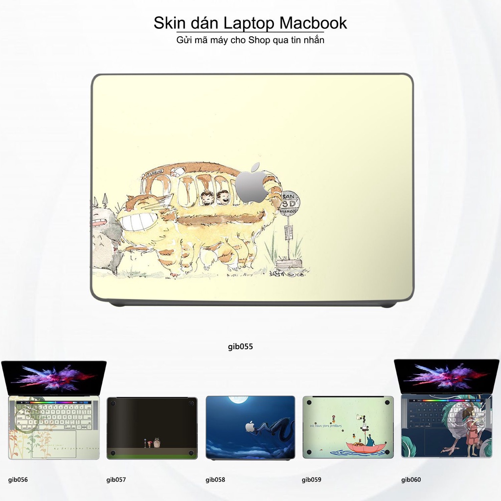 Skin dán Macbook mẫu Ghibli (đã cắt sẵn, inbox mã máy cho shop)