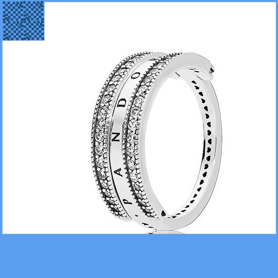 Nhẫn Mạ Bạc PANDORA Thiết Kế Hình Trái Tim Cách Điệu Thời Trang