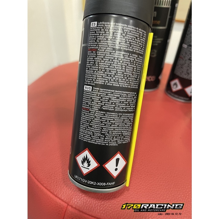 (HCM) Chai Xịt Dưỡng Sên SENFINECO 9924 Chain Lub Extreme Ceramic . Dưỡng Sên 2 Bánh Không Văng Dung Tích 200 ML