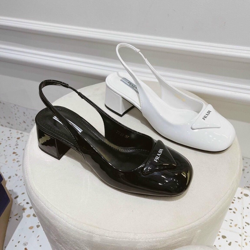 Giày cao gót nữ , sandal bít mũi hơ gót da bóng gót vuông cao cấp