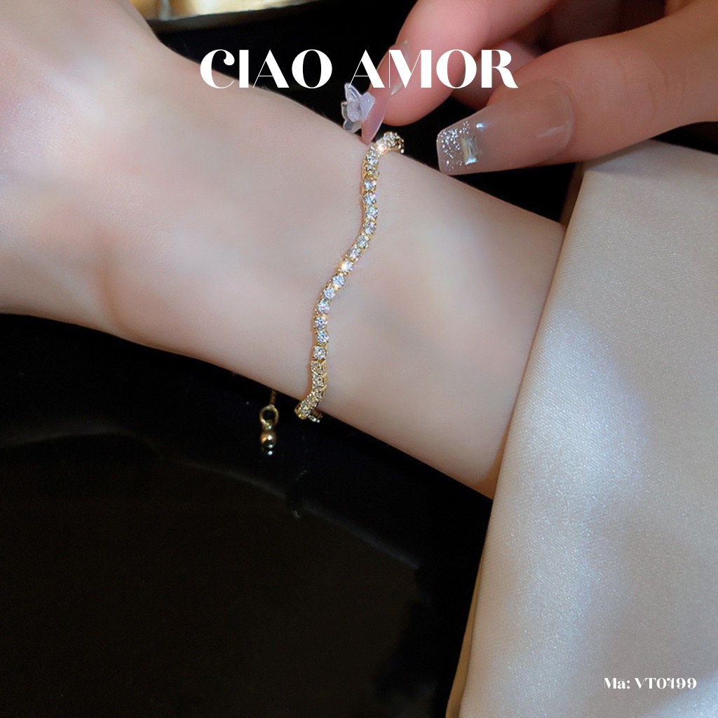 Vòng tay, Lắc tay nữ hạt lượn dây rút đính đá lấp lánh Trang sức Ciao Amor - VT0499