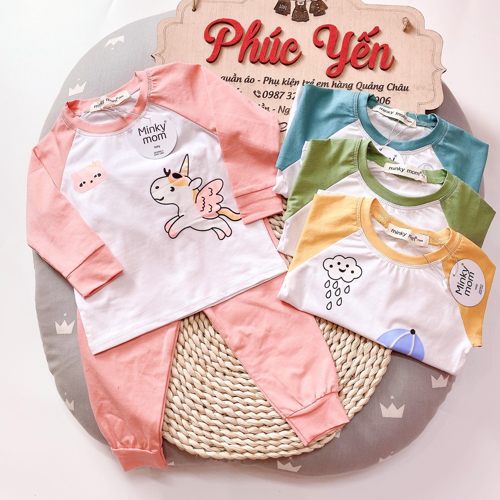 Sale !!!Bộ Dài Tay Cotton 100 % Minky Mom In Họa Tiết Động Vật  Thú Lướt Ván_super Sale ( 7-19kg) (1327)