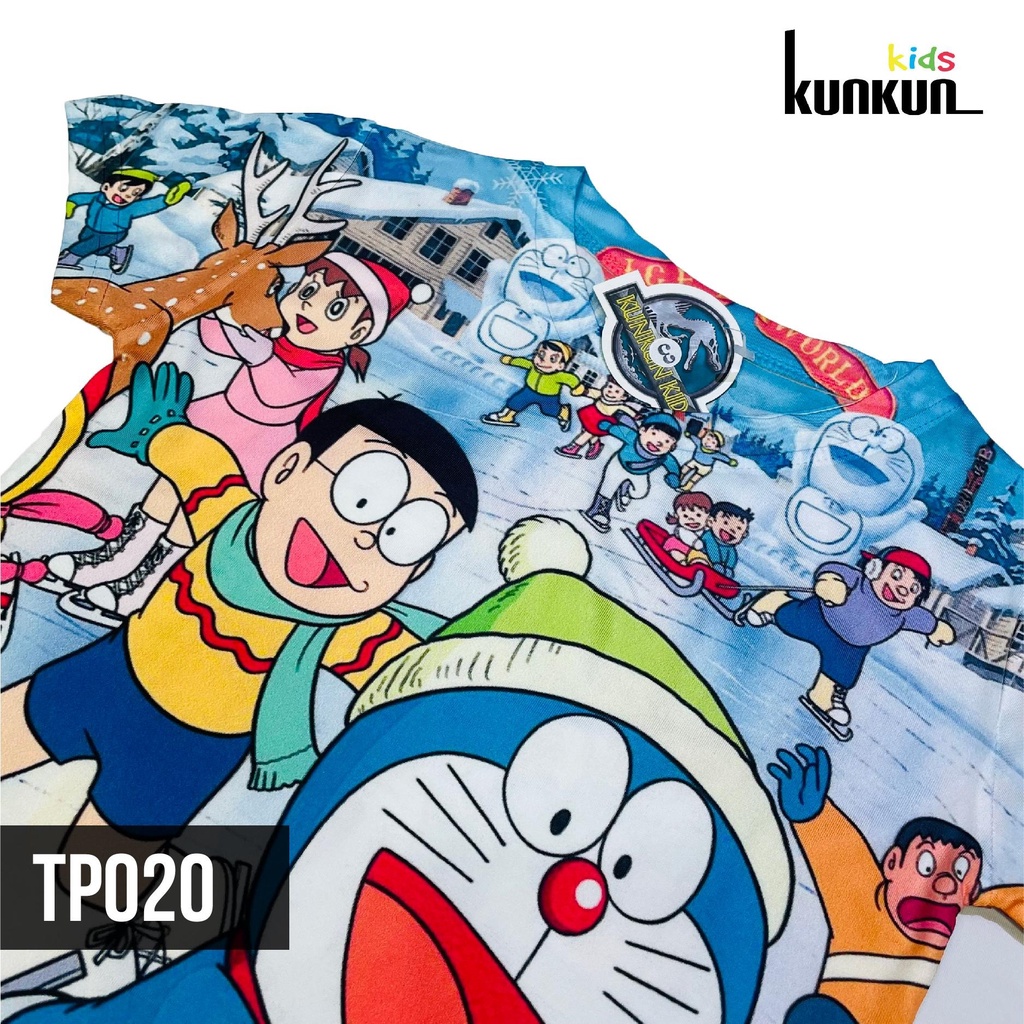 Đồ bộ bé trai Thun lạnh hình mèo máy doraemon tuyết size đại từ 10-60kg KunKun Kid TP020