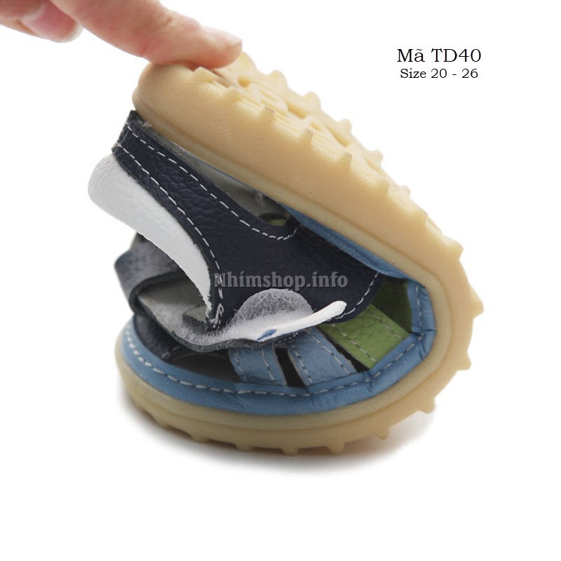 Dép sandal bé trai - Dép tập đi da mềm quai dán cho bé 6 đến 36 tháng phong cách Hàn Quốc TD40