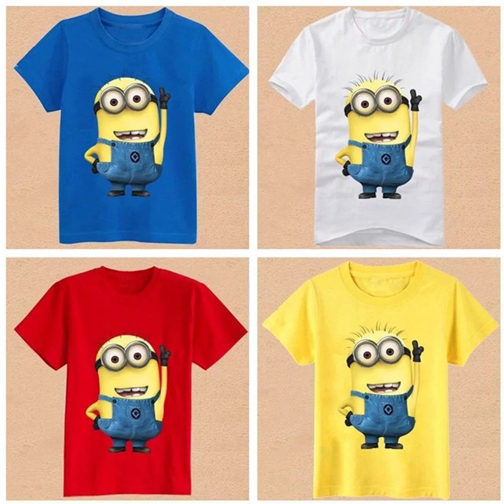 Áo thun cotton tay ngắn hình Minion cho bé trai