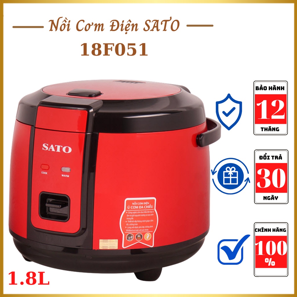 Nồi cơm điện tử văn phòng đa năng mini nhỏ thông minh, nồi cơm điện SATO 18F051 1.8L- bảo hành 12 tháng - đổi trả 7 ngày