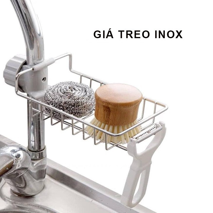 [Loại Tốt] Kệ Inox Gắn Vòi Treo Đồ Rửa Chén, Xà Phòng Tiện Lợi