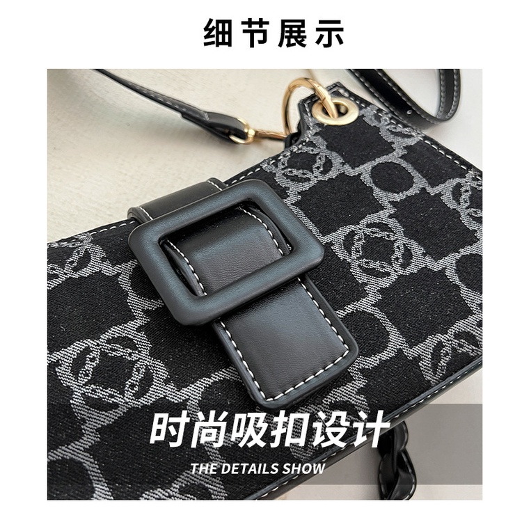 Túi xách JASMIN NOIR đeo chéo nắp gập in họa tiết hoa thời trang cho nữ