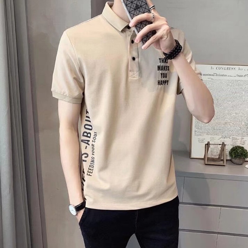 Áo thun polo AOKANG tay ngắn thêu họa tiết chữ cái chất lượng cao thời trang dành cho nam