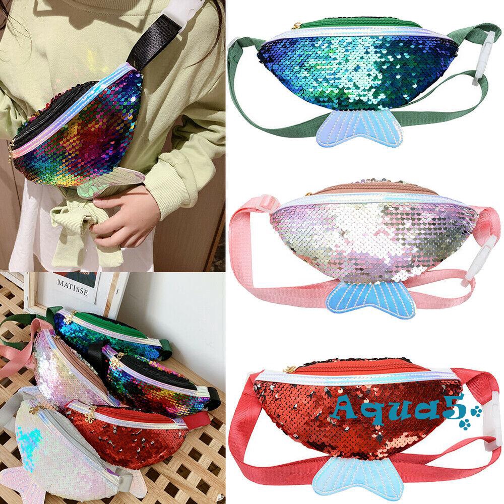 Túi đeo thắt lưng đính sequin lấp lánh dành cho các bé