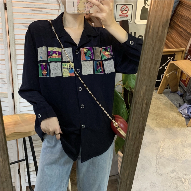 Áo sơ mi nữ SUXI cổ polo thêu hoa thời trang