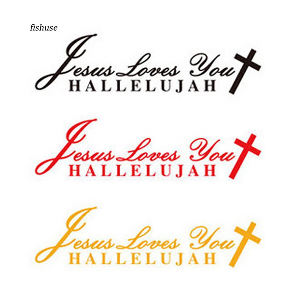 Đề can phản quang dán xe hơi/ xe tải hình chữ JESUS LOVES YOU HALLELUJAH cỡ 22x8cm