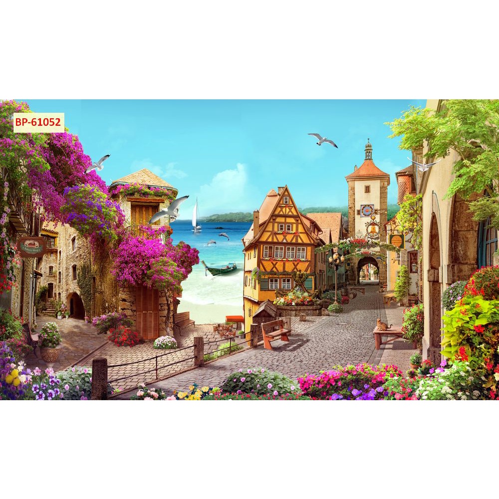 Tranh dán tường quán ăn Quán Cafe, Trà Sữa, Trang Trí Cửa Hàng