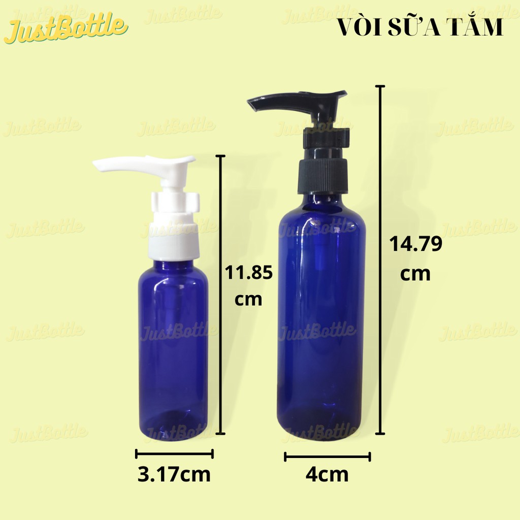 LỌ CHIẾT MỸ PHẨM Xanh dương 50ml 100ml có vòiVỎ CHAI NHỰA PET Nhỏ DẠNG NHẤN XỊT giọt phun sương nắp bật nhọn nhôm