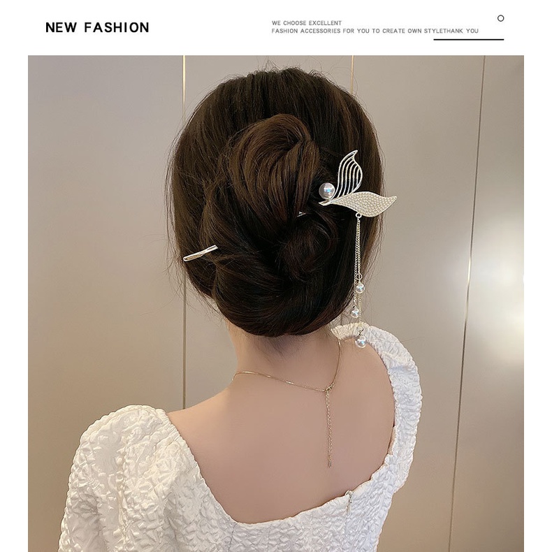 Kẹp Tóc Đính Ngọc Trai Giả Phong Cách Cổ Điển Cho Nữ