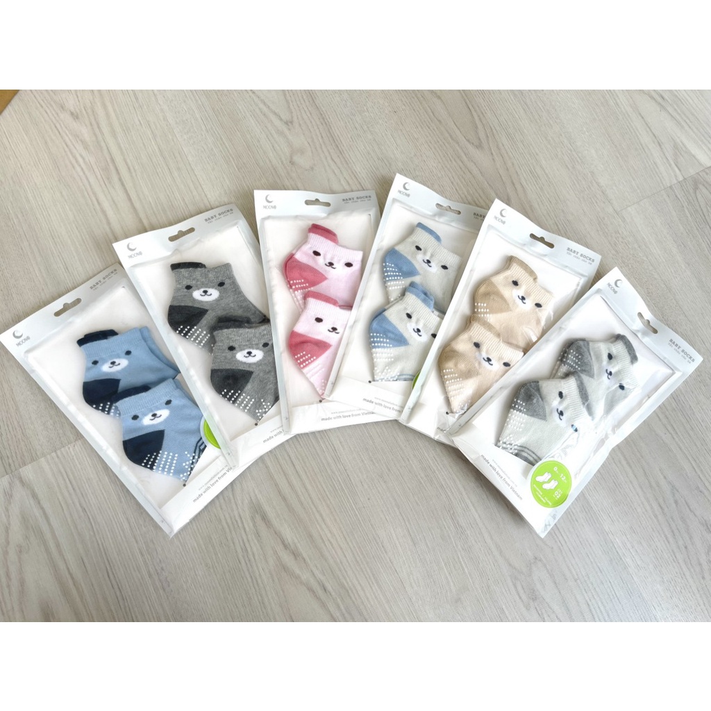 [CHÍNH HÃNG] Set 2 đôi tất thu đông chống trơn trượt bé trai/ bé gái Moon