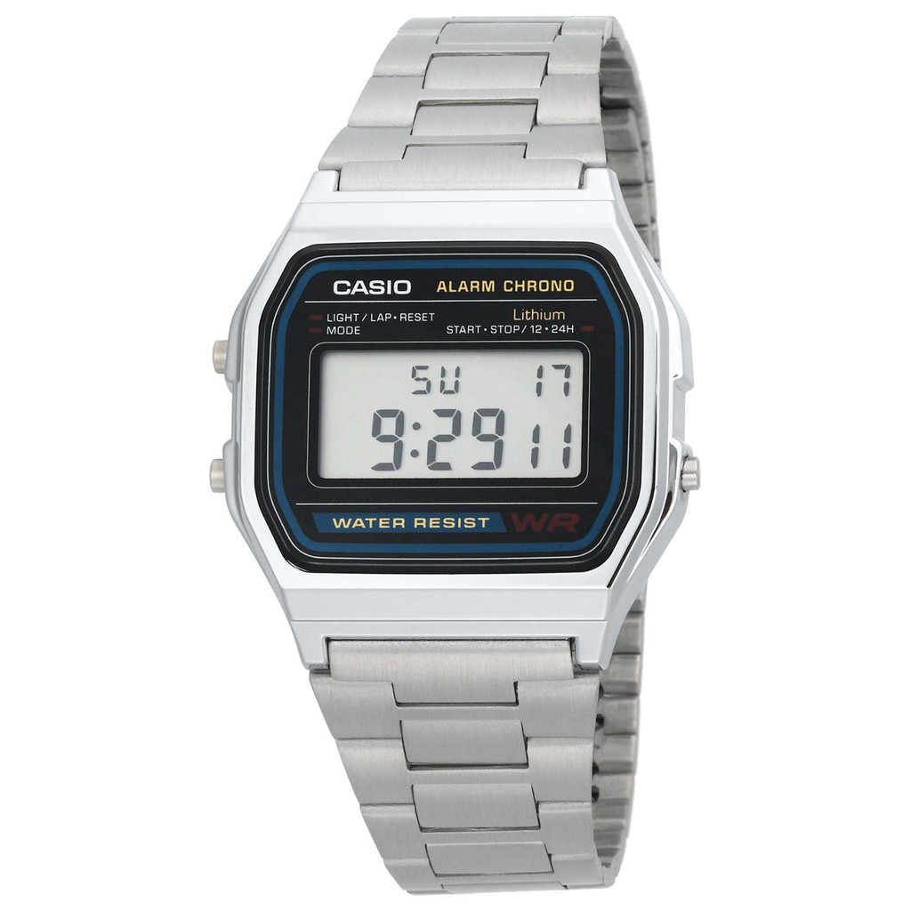 Đồng hồ Casio A158W-1 danh cho nam và nữ  khang nước cơ bản chống nước rửa tay đi mưa