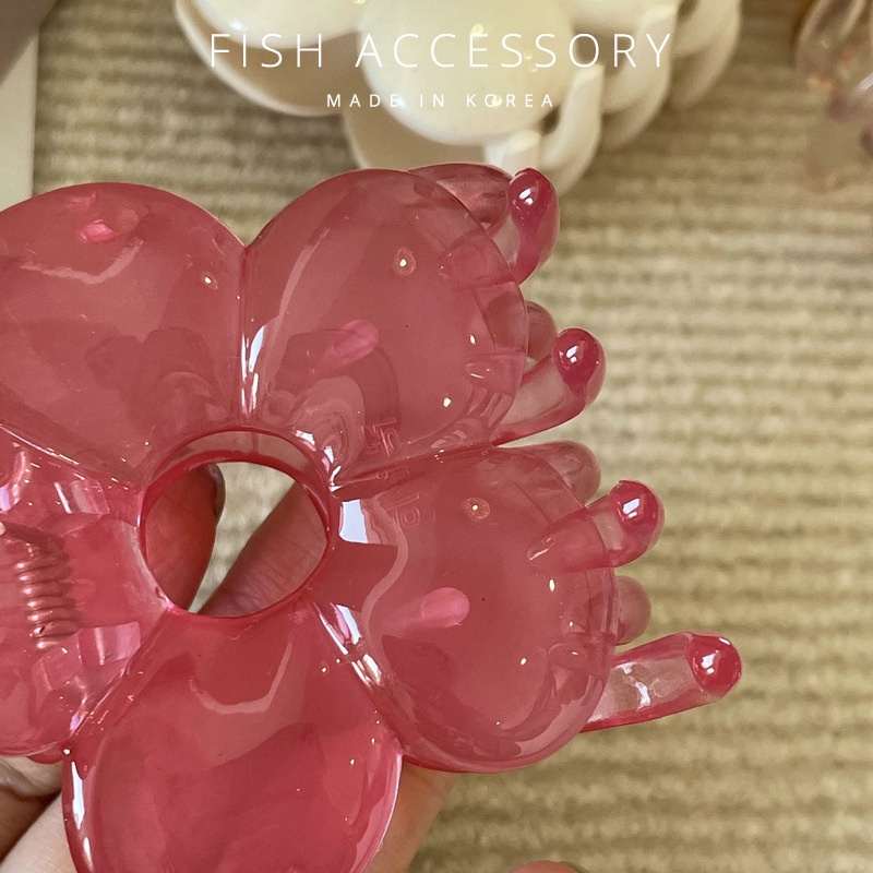 Kẹp Tóc Hình Bông Hoa Màu Trơn Đơn Giản Phong Cách retro Thời Trang Hàn Quốc