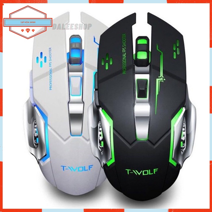 Chuột Máy Vi Tính Laptop PC Không Dây Mouse T-WOLF Q13 Led RGB Chuột Máy Tính  Chuyên Game Bluetooth