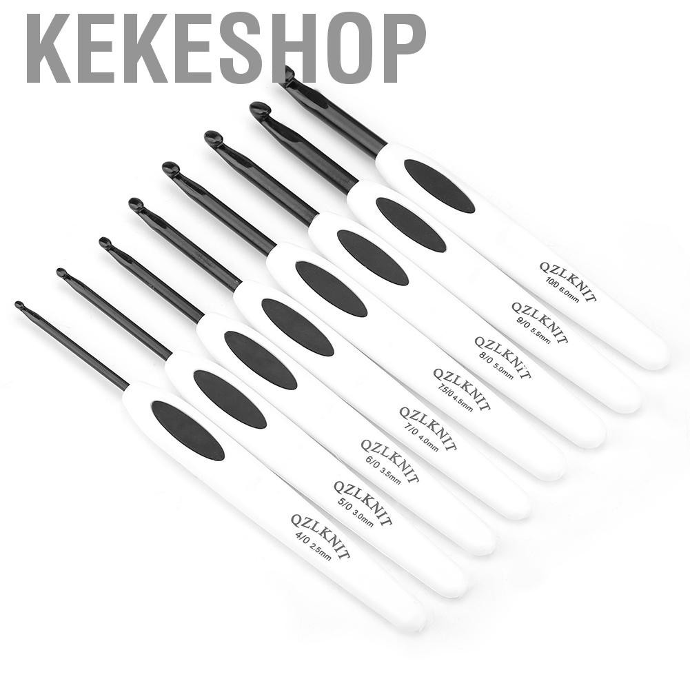 Set 8 Kim Đan Len Bằng Nhôm Cán Nhựa Trắng