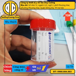 Lọ đựng mẫu bệnh phẩm lưu mẫu có nắp màu đỏ 50ml lọ đựng phân lọ đựng nước tiểu