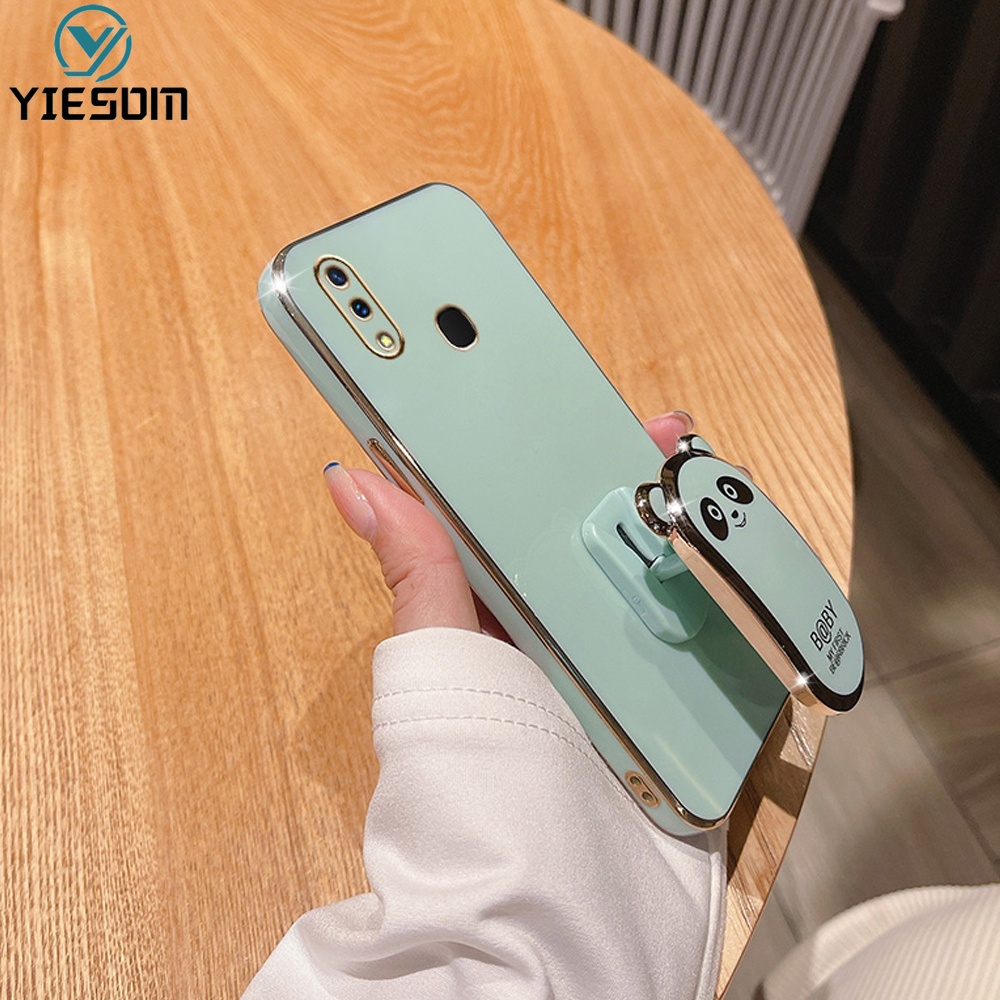 Ốp Điện Thoại Silicon Dẻo Mạ Màu Kèm Giá Đỡ Cho Vivo Y95 Y91 Y93 Y91C Y1S Y50 Y30 Y30i Y71 Y79 Y85 Y66 V9 V7 Plus V5