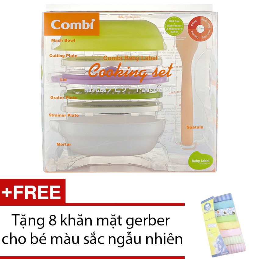 Bộ chế biến đồ ăn tổng hợp Combi 81236 + Tặng 8 khăn mặt gerber cho bé màu sắc ngẫu nhiên