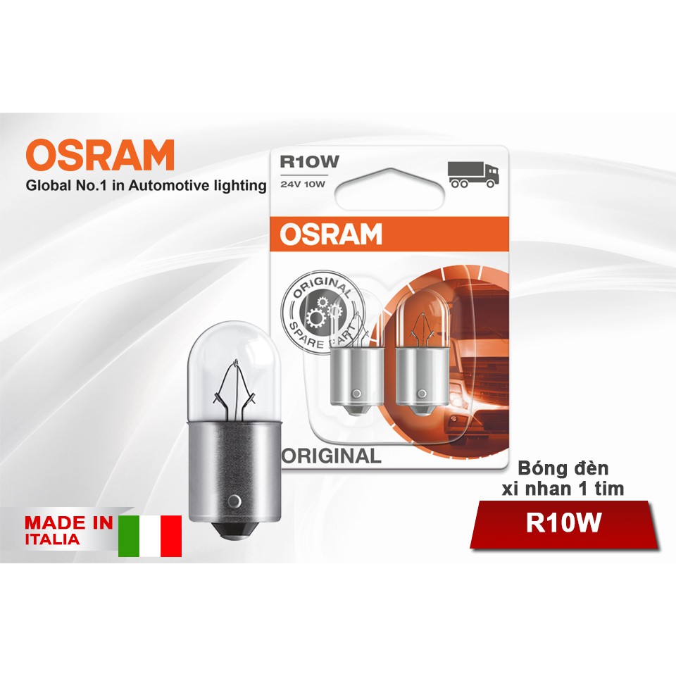 [Mã BMLT35 giảm đến 35K] Combo 2 Bóng Đèn Xi Nhan 1 Tim OSRAM Original R10W 24V 10W (Chân Thẳng) - Nhập Khẩu Chính Hãng