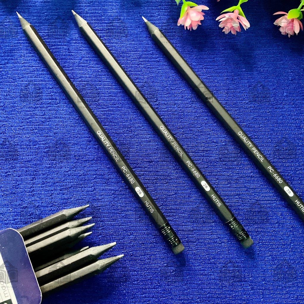 Bút Chì Gỗ 2B HUTIS PC-6680 Có Đầu Tẩy