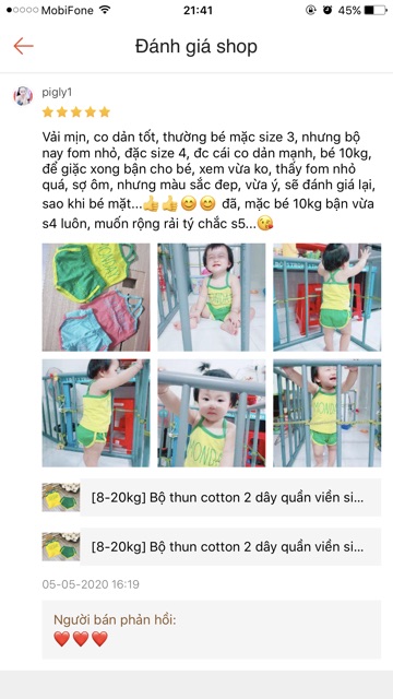 [8-20kg] Bộ thun cotton 2 dây quần viền siêu xinh cho bé